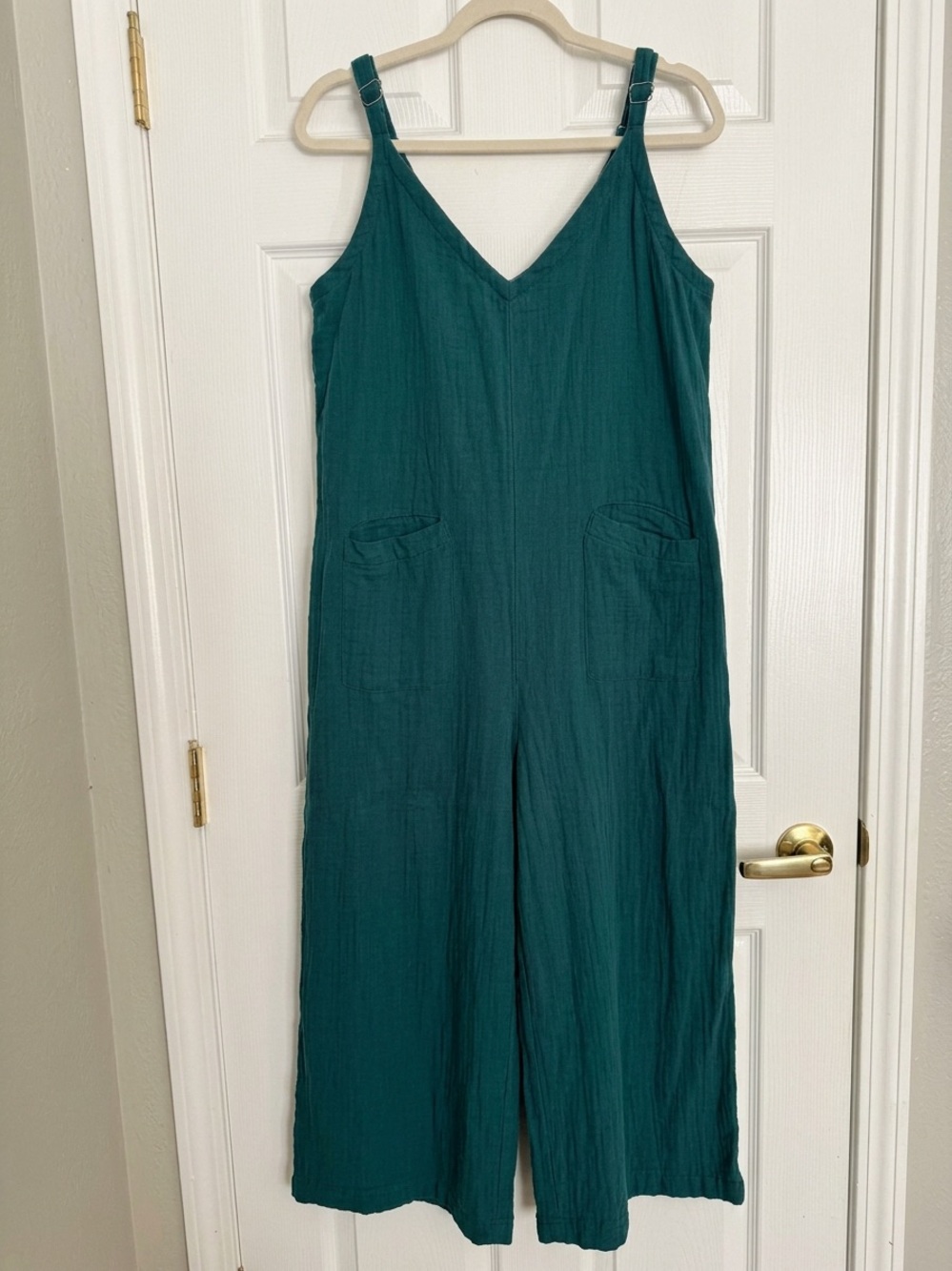 NATURAL LIFE Teal Adjustable-Strap Wide-Leg Jumpsuit